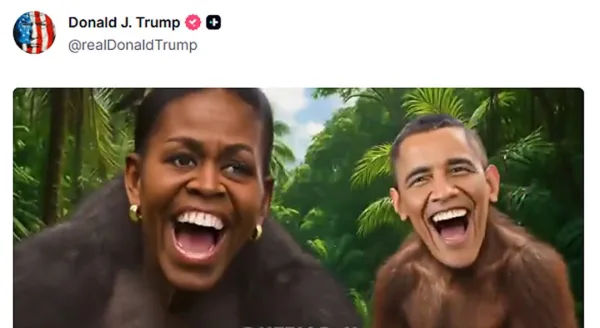 Repudio generalizado: Trump bajo fuego tras publicar video racista generado con IA contra los Obama.