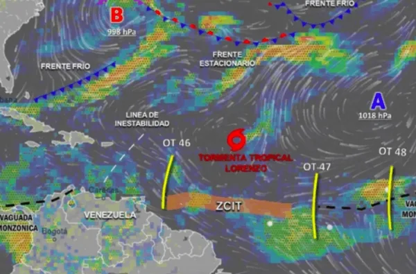 Alerta meteorológica: INAMEH monitorea la llegada de las ondas tropicales N° 45 y N° 46 a Venezuela.